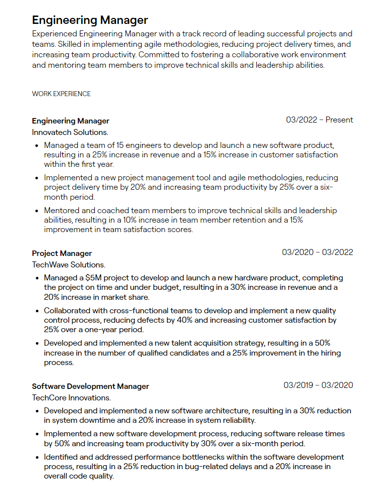 6 Engineering Manager Resume Examples with Free Templates 